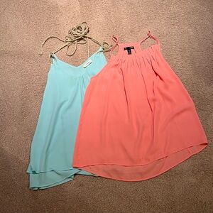 Women's Sleeveless Tops - Coral and Aqua